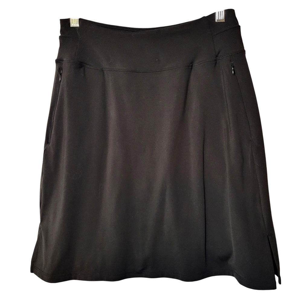 Heathyoga Womens Black Athletic Skort Zipper Pockets Tennis Golf Size Medium